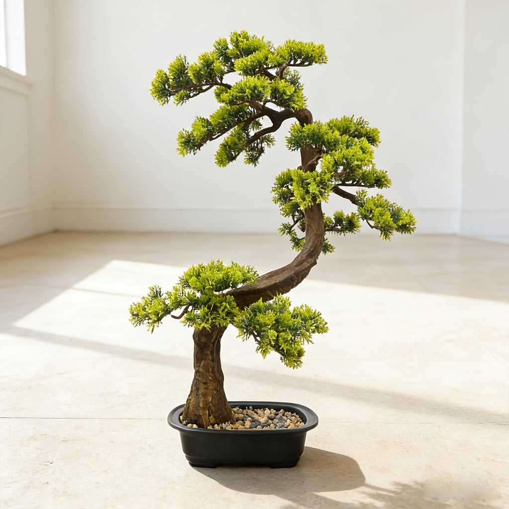 29.53inch Artificial Pine Tree with Faux Leaves, Perfect for Indoor And Outdoor Decoration in for Home Or Office, Comes with Plastic Planter