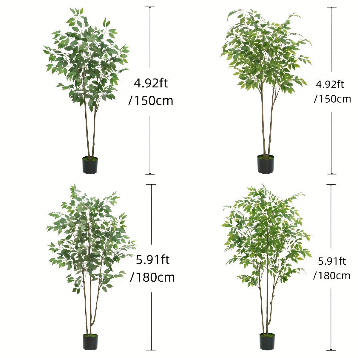 1pc Artificial Silk Ficus Tree with Plastic Pot for Office and Home Decor, Decorative Artificial Plant for Indoors and Outdoors, Fake Ficus Plant All Year Round Decoration