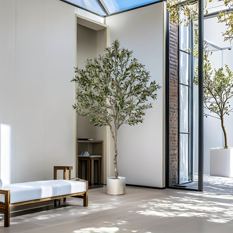 Outdoor Artificial Olive Trees Available in Heights of 6, 7, Or 8 Feet, Complete with a Nursery Planter. These Realistic Faux Olive Trees Feature Between 860 And 1530 Leaves, Are Easy to Assemble And Maintain, And Make Great Decorations for Homes