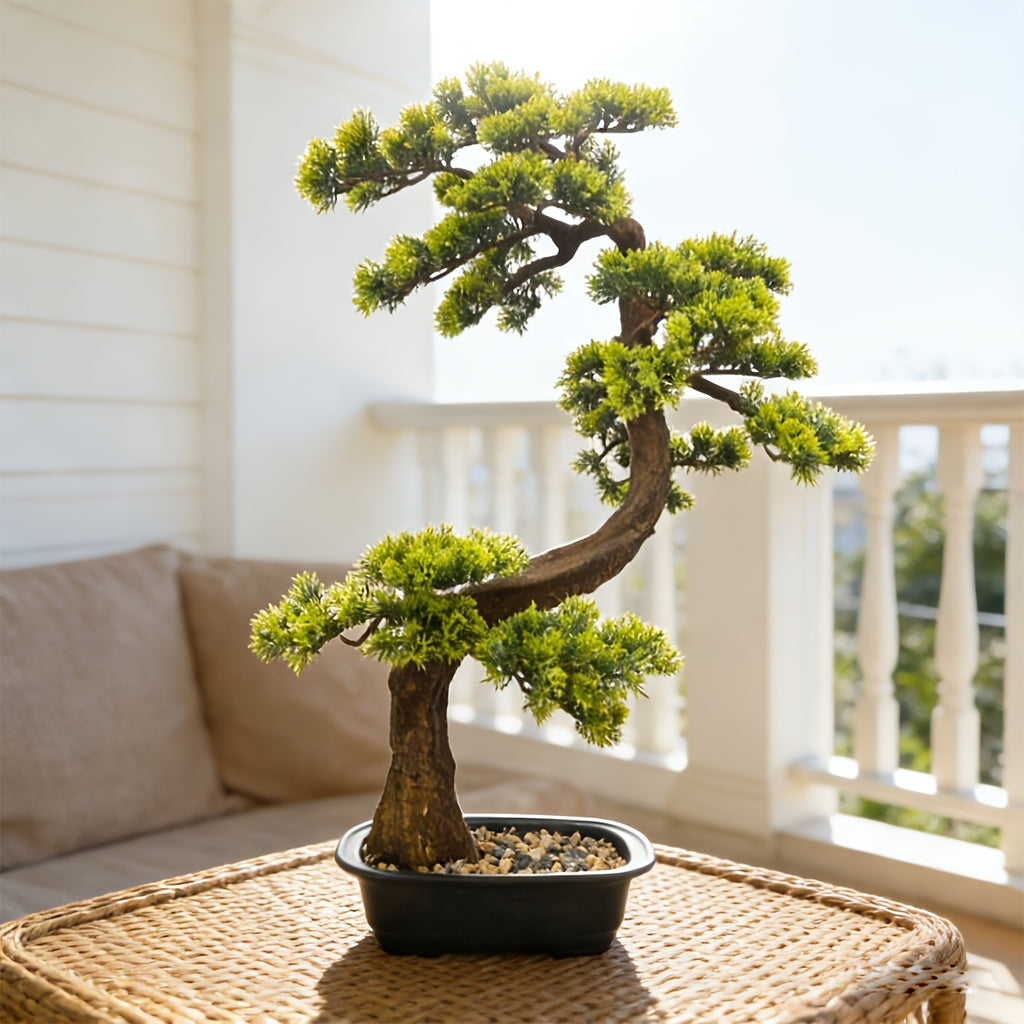29.53inch Artificial Pine Tree with Faux Leaves, Perfect for Indoor And Outdoor Decoration in for Home Or Office, Comes with Plastic Planter