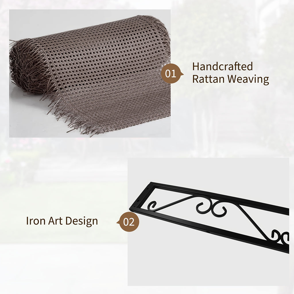 6-Foot Outdoor Privacy Barrier, Stylish Fence, Standalone Woven Rattan Partition for Patio, Balcony, Garden, Backyard, Deck, Porch, in Brown Color
