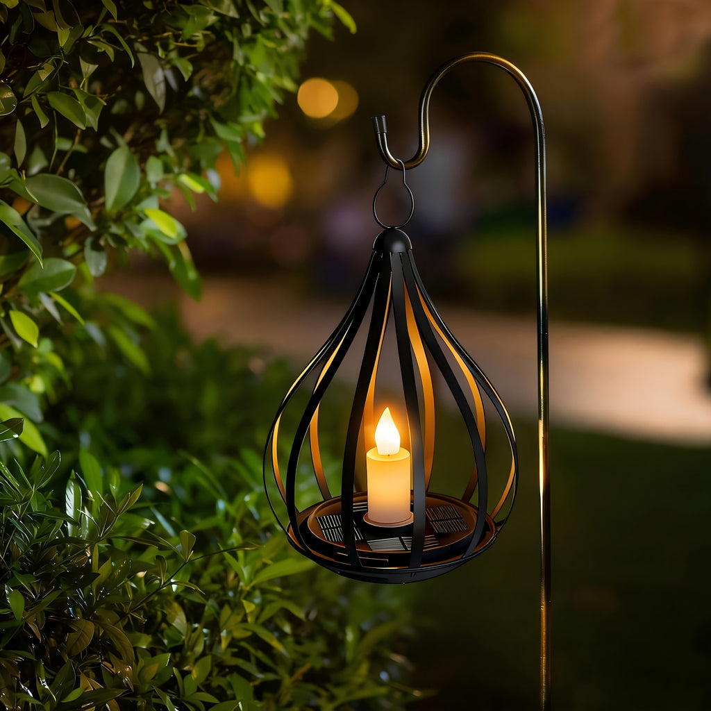 Solar Lantern, Outdoor Hanging Lantern, Candle Lamp, Featuring LED Candlelight Flickering Effect, Suitable for Table, Garden, Lawn And Outdoor Party Decoration, 1\u002F2pcs
