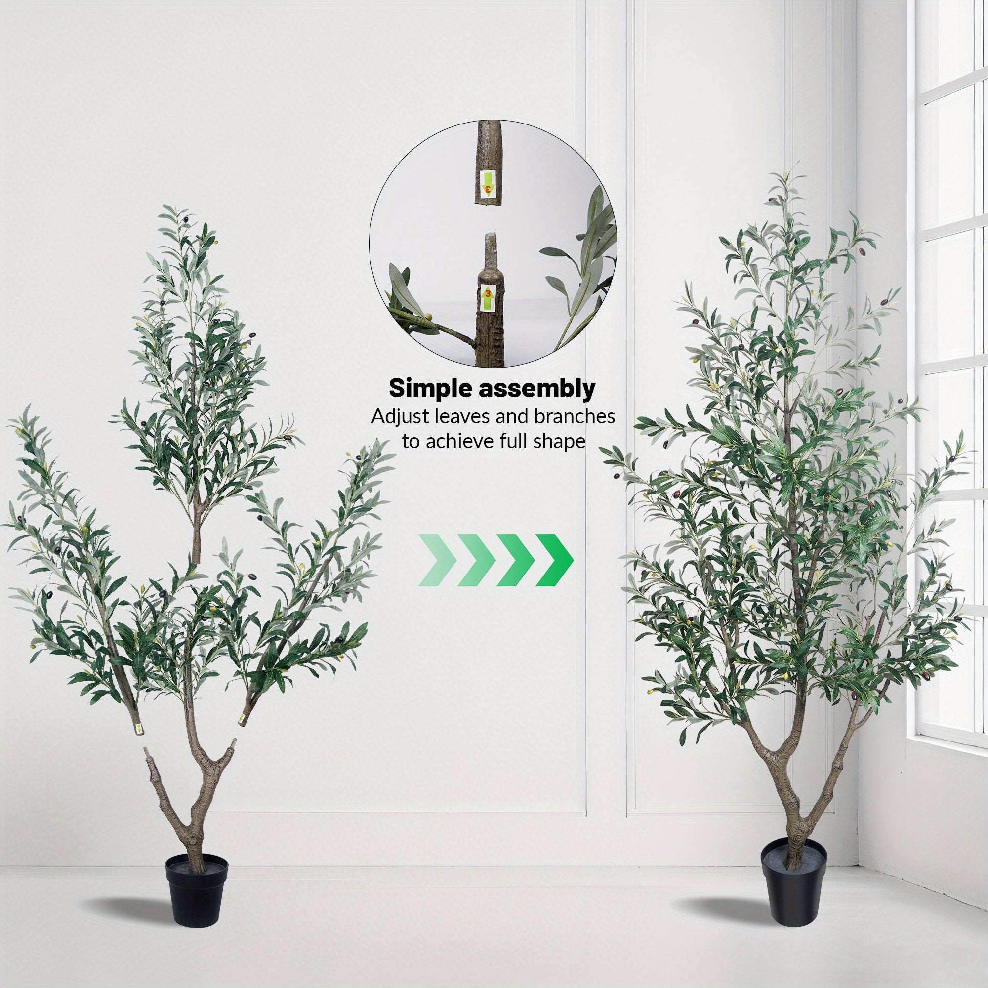 Outdoor Artificial Olive Trees Available in Heights of 6, 7, Or 8 Feet, Complete with a Nursery Planter. These Realistic Faux Olive Trees Feature Between 860 And 1530 Leaves, Are Easy to Assemble And Maintain, And Make Great Decorations for Homes
