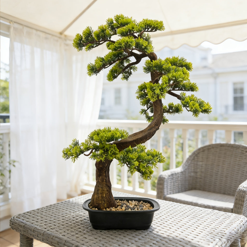 29.53inch Artificial Pine Tree with Faux Leaves, Perfect for Indoor And Outdoor Decoration in for Home Or Office, Comes with Plastic Planter