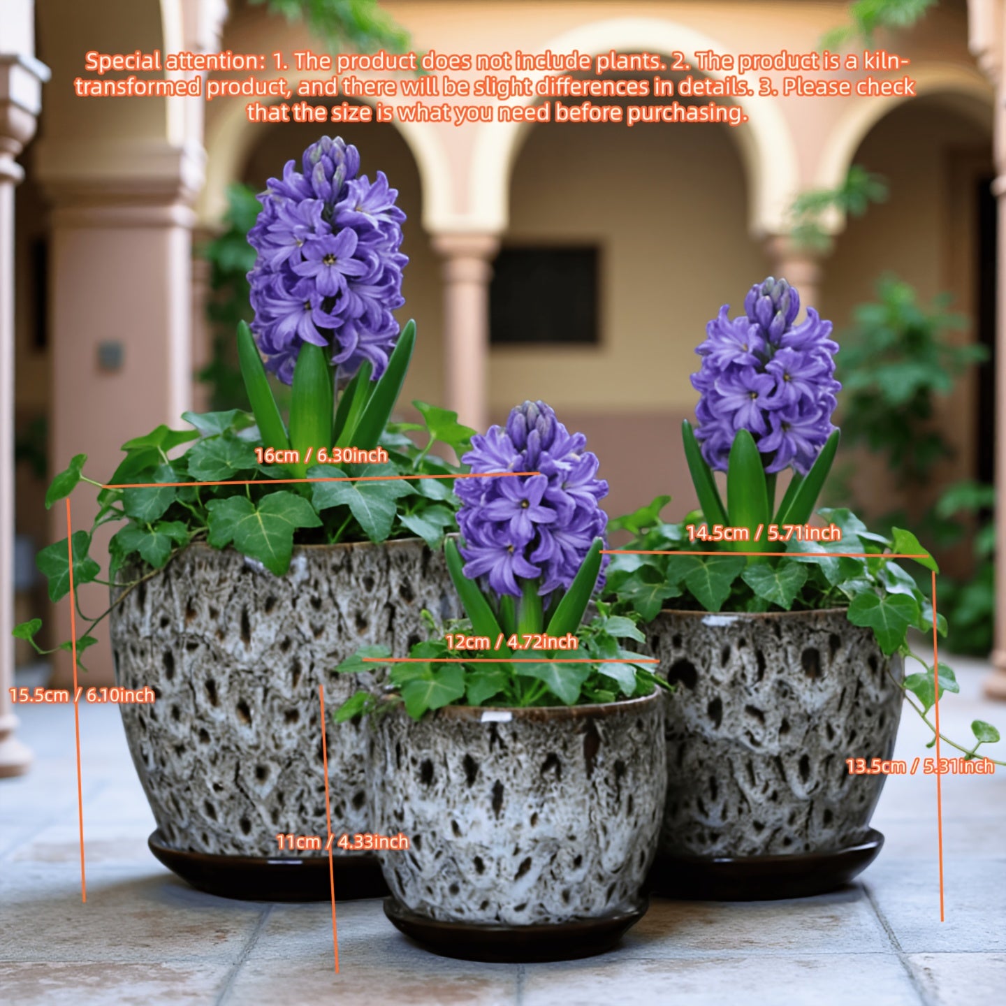 Handmade Pottery Set - Vintage Kiln-Changed Multicolor Clay Flower Pots with Drainage Holes, Polished Indoor\u002FOutdoor Planters for home,, Balcony - Artistic Retro Plant Containers for trees, shrubs, Herbs (Multi-
