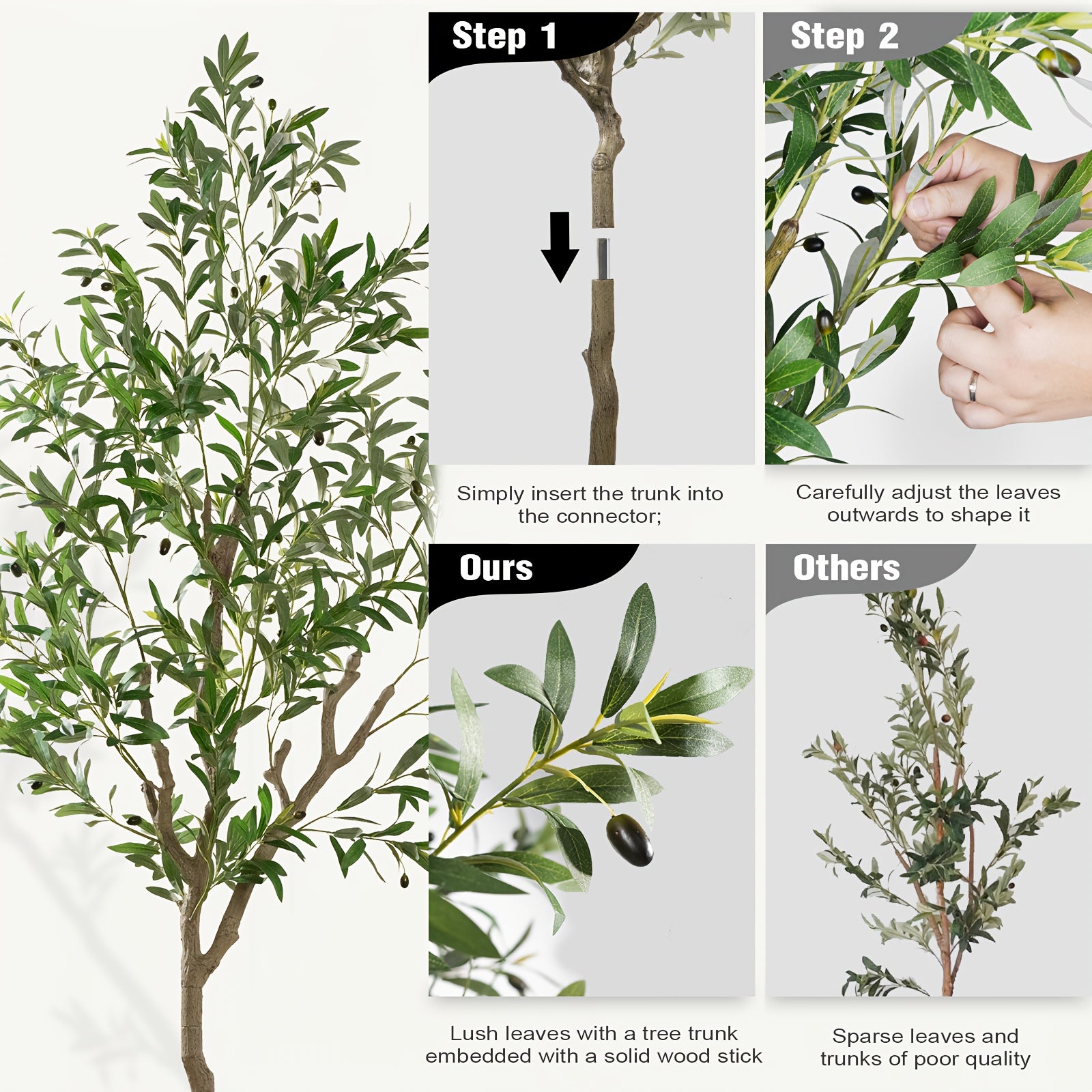 Outdoor Artificial Olive Trees Available in Heights of 6, 7, Or 8 Feet, Complete with a Nursery Planter. These Realistic Faux Olive Trees Feature Between 860 And 1530 Leaves, Are Easy to Assemble And Maintain, And Make Great Decorations for Homes